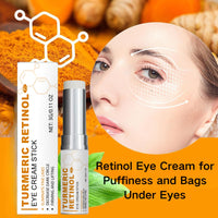 TBeautfave 2PCS Lumibalm for Under Eye Bags & Puffiness - Turmeric Retinol Eye Cream Stick - Hydrating Eye Balm Stick Reduces Fine Lines, Dark Circles, Anti-Aging Eye Brightener
