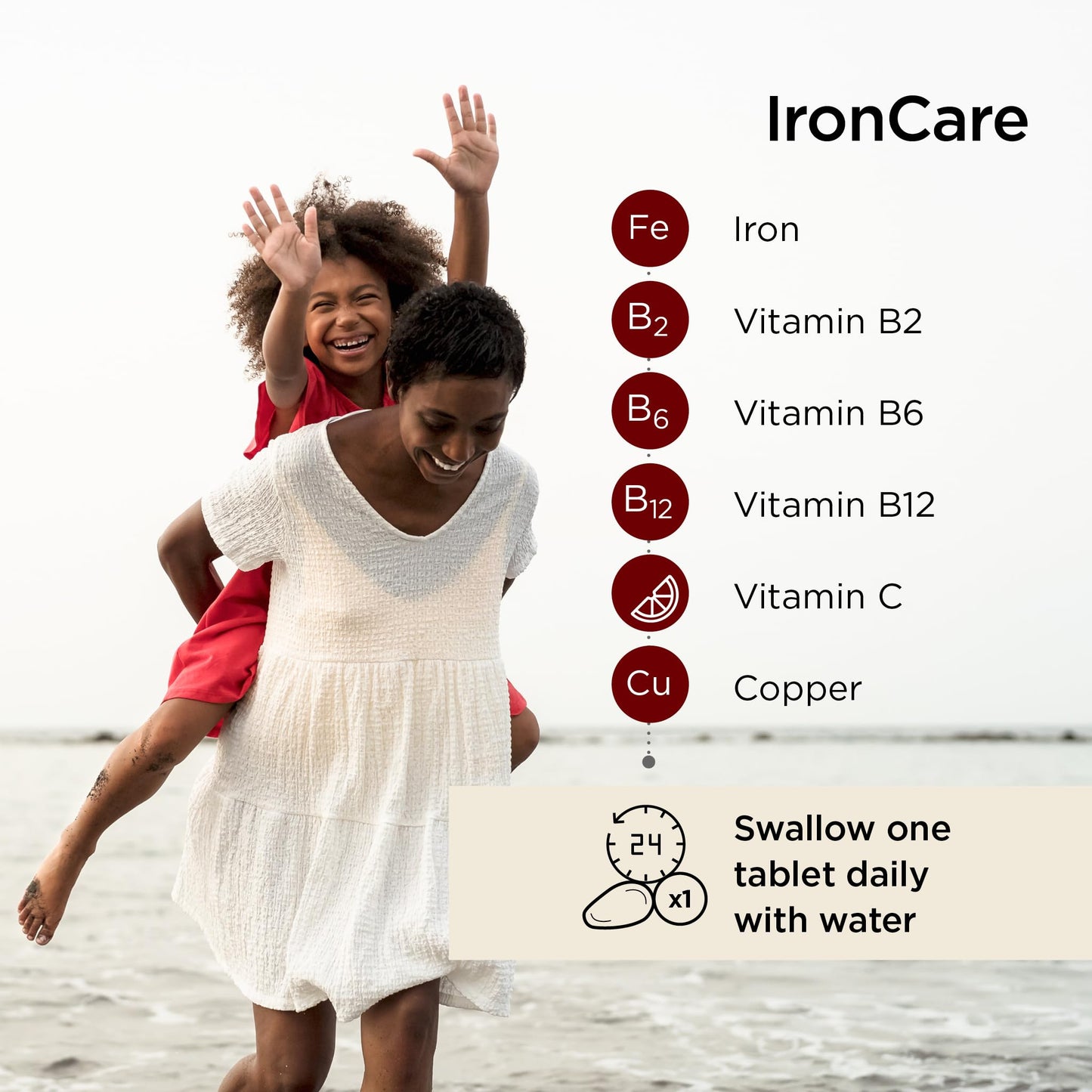 Healthspan IronCare (120 Tablets) | for Healthy Blood, Energy & Immunity | 14mg Iron | Stomach Friendly Complex | Added B Vitamins | Easy-Swallow | Vegan