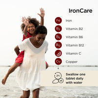 Healthspan IronCare (120 Tablets) | for Healthy Blood, Energy & Immunity | 14mg Iron | Stomach Friendly Complex | Added B Vitamins | Easy-Swallow | Vegan
