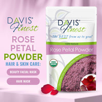 Davis Finest - Rose Petal Powder, 100g - Rosa Damascena - Dried Rose Petals for Hair & Facial Mask, Pore Cleansing, Brightening, Exfoliating - Organic, Natural Rose Fragrance for Cosmetics, Food Grade