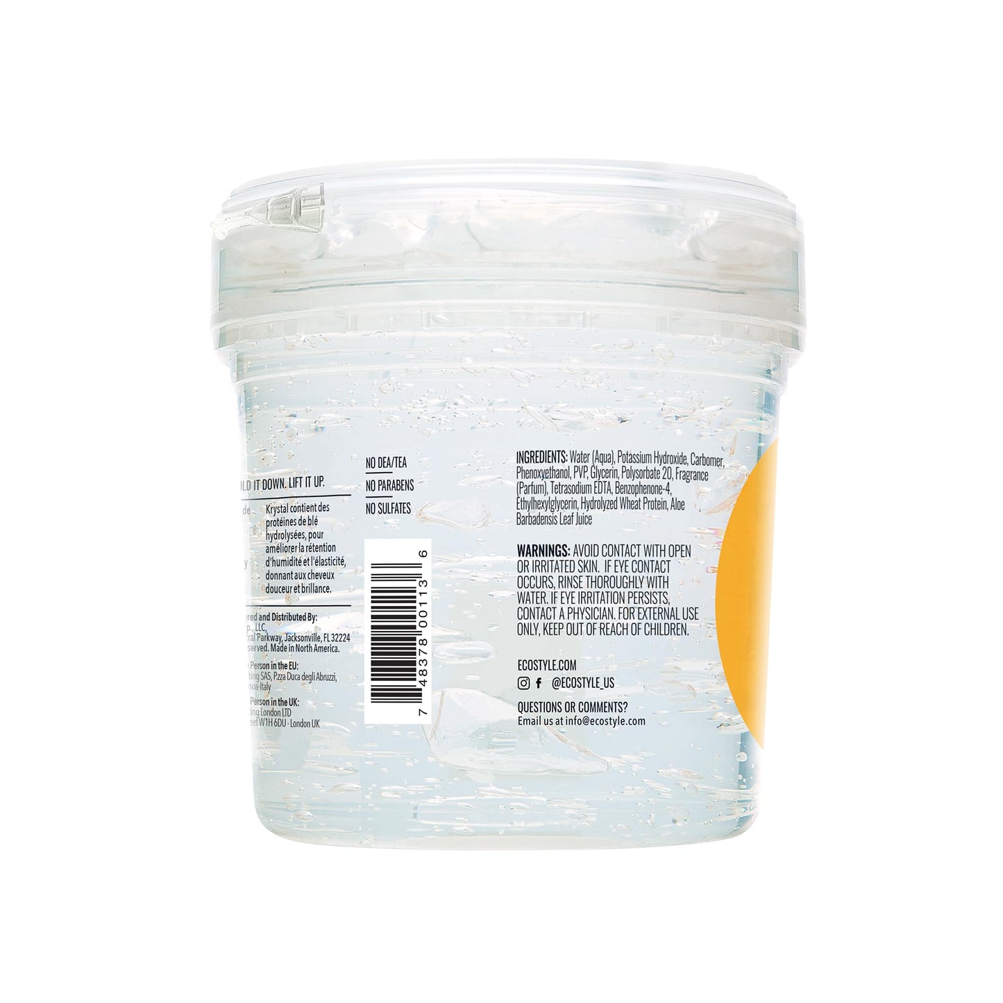 Eco Style Krystal Eco Styler Hair Gel, Hydrate & Style, Alcohol-Free, Clear 473 ml (Pack of 1)