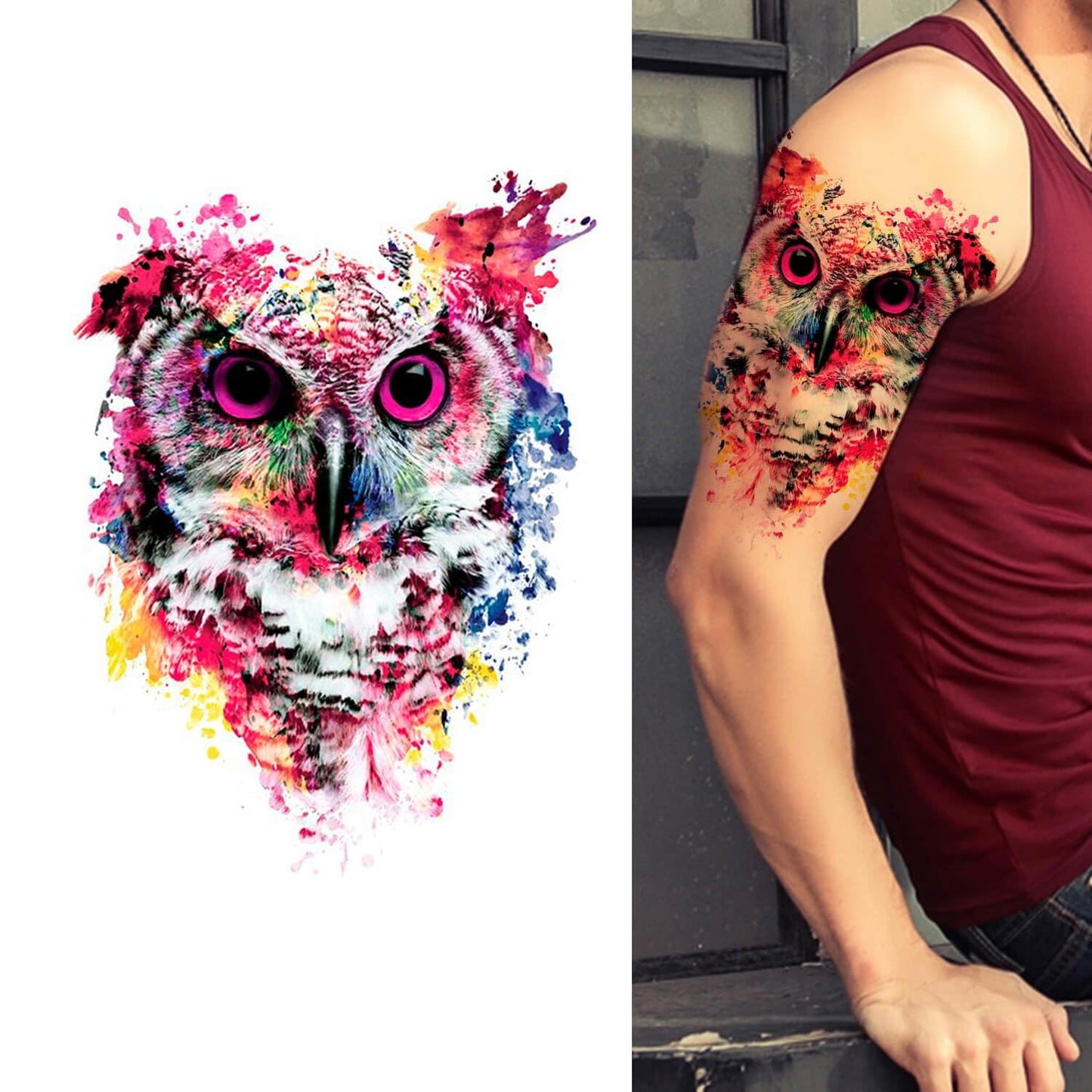 glaryyears Glaryyears Watercolor Animal Temporary Tattoos for Women Adults, 5 Pack Large Big Fake Creative Tattoo Stickers, Perfectly on Body, Rock Art, Tumblers, Smooth Surfaces