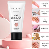 Makartt Poly Nail Gel, Long Lasting 3D Gel for Nail Art, Quick Nail Builder Extension Gel 50ML, Natural Look White Pink Clear Rosy for Technician Starter DIY Salon for Woman (A-Siesta)