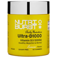 Nutriburst Ultra-D1000 - Vitamin D3 (1000IU) + Vitamin K2 (80µg) for Healthy Muscles & Bones - Lemon Flavour - 60 Gummies 1 Month Supply - Suitable for Vegans