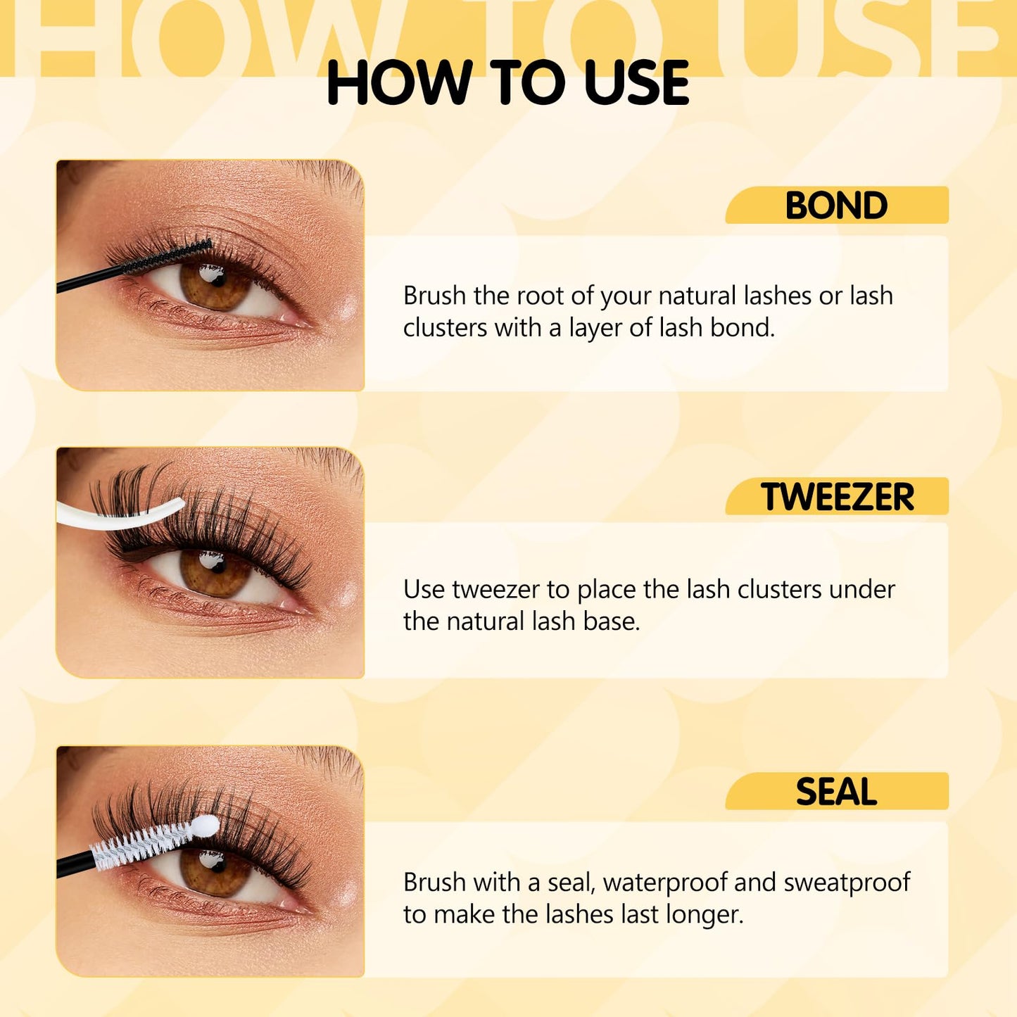 QUEWEL Lash-Cluster Kit 144Pcs D Curl Mixed 3 Styles Eyelashes-Individual Natural Look, Super Thin Band Cluster Lashes Kit for Beginner Easy to Apply at Home（Collection-style B-kit）