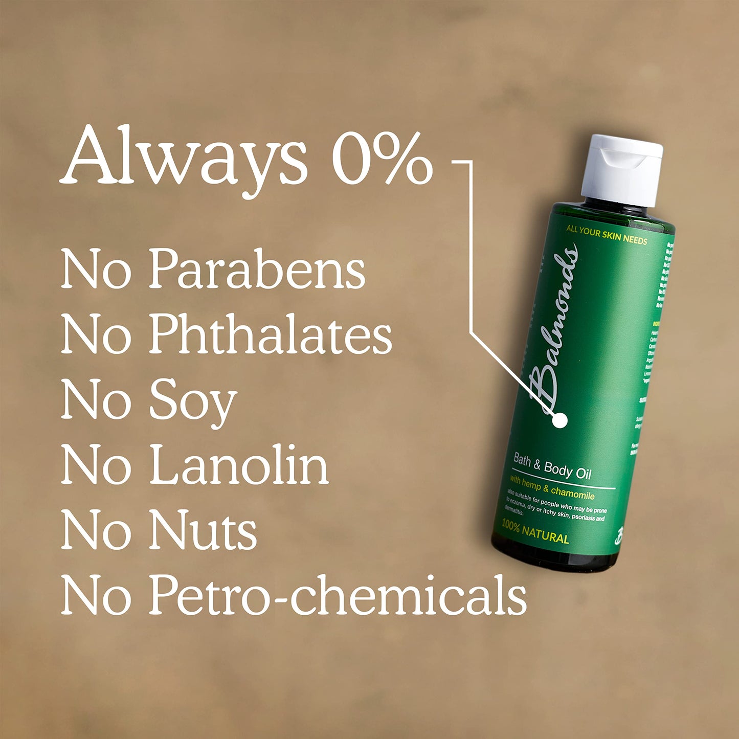 Balmonds Bath & Body Oil 200ml - 100% Natural Body Oil Suitable for Sensitive, Dry or Rough Skin - Hydrating Body Oil, Massage Oil, Baby Oil