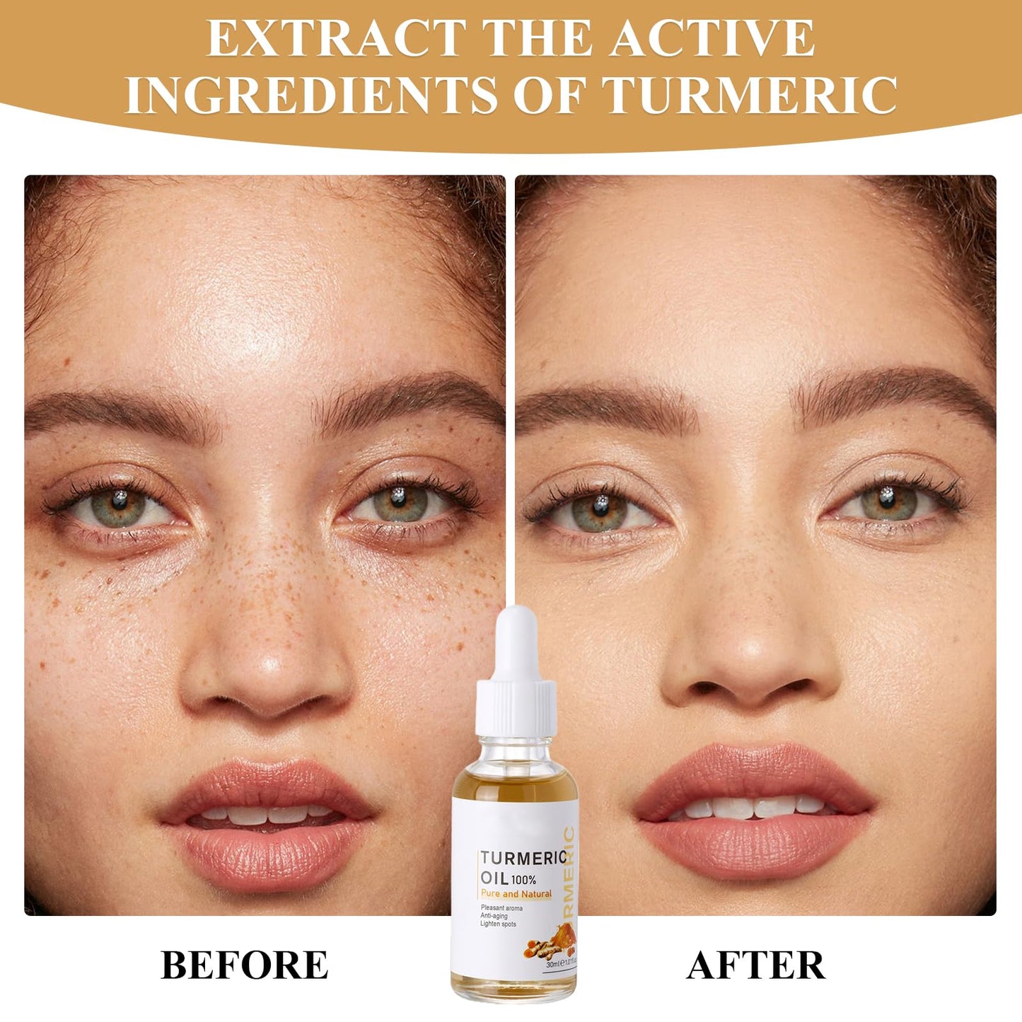 MADGININE 2 Pieces Dark Spot Serum Turmeric Oil for Skin 30ml Turmeric Oil for Face Natural Gentle Moisturizing Hydration Even Skin Tone Gift Suitable for Face, Body and Horns