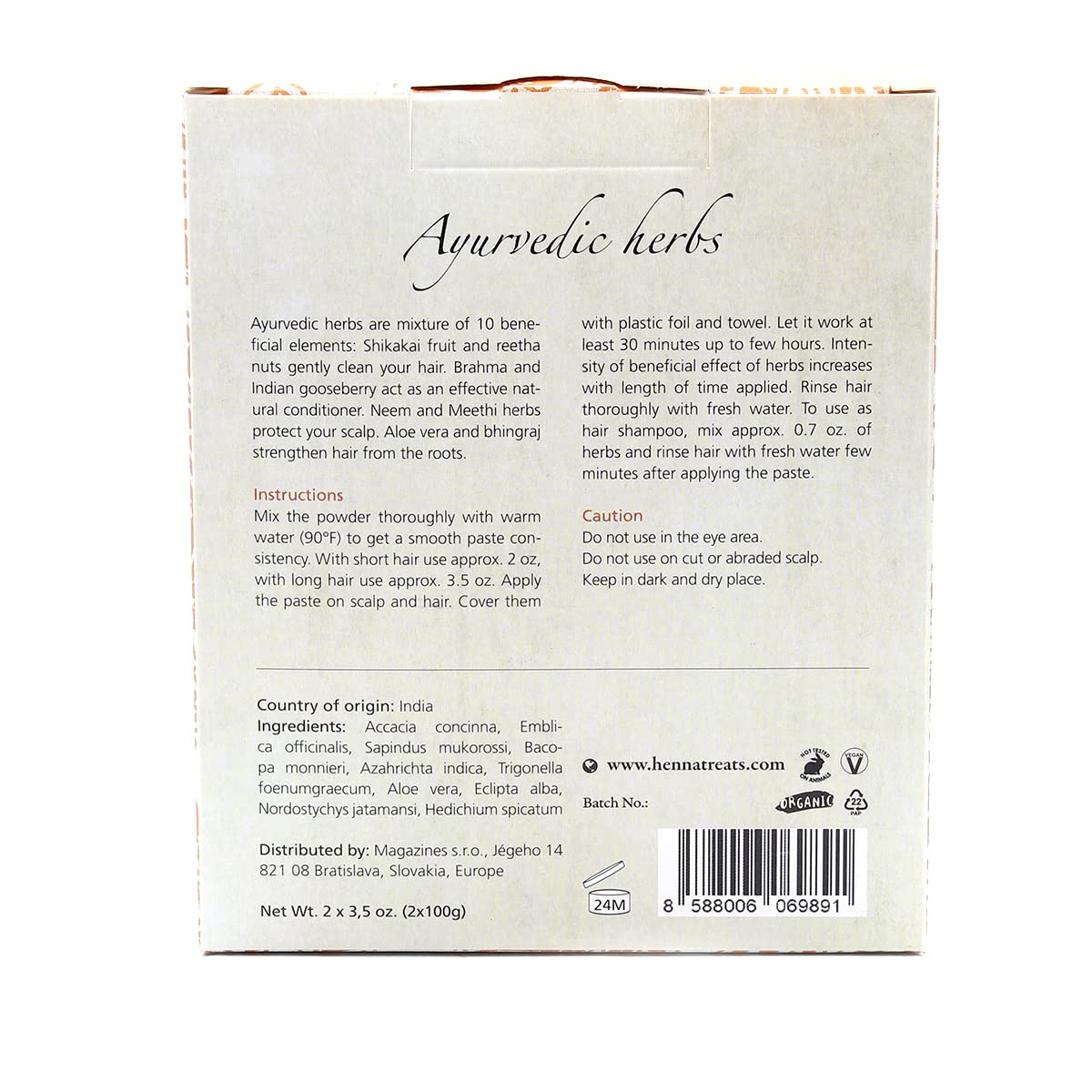 INDIAN NATURAL HAIR CARE Ayurvedic Herbs for Healthy Hair - Fresh & Pure Organic - 200g - Indian Natural Hair Care