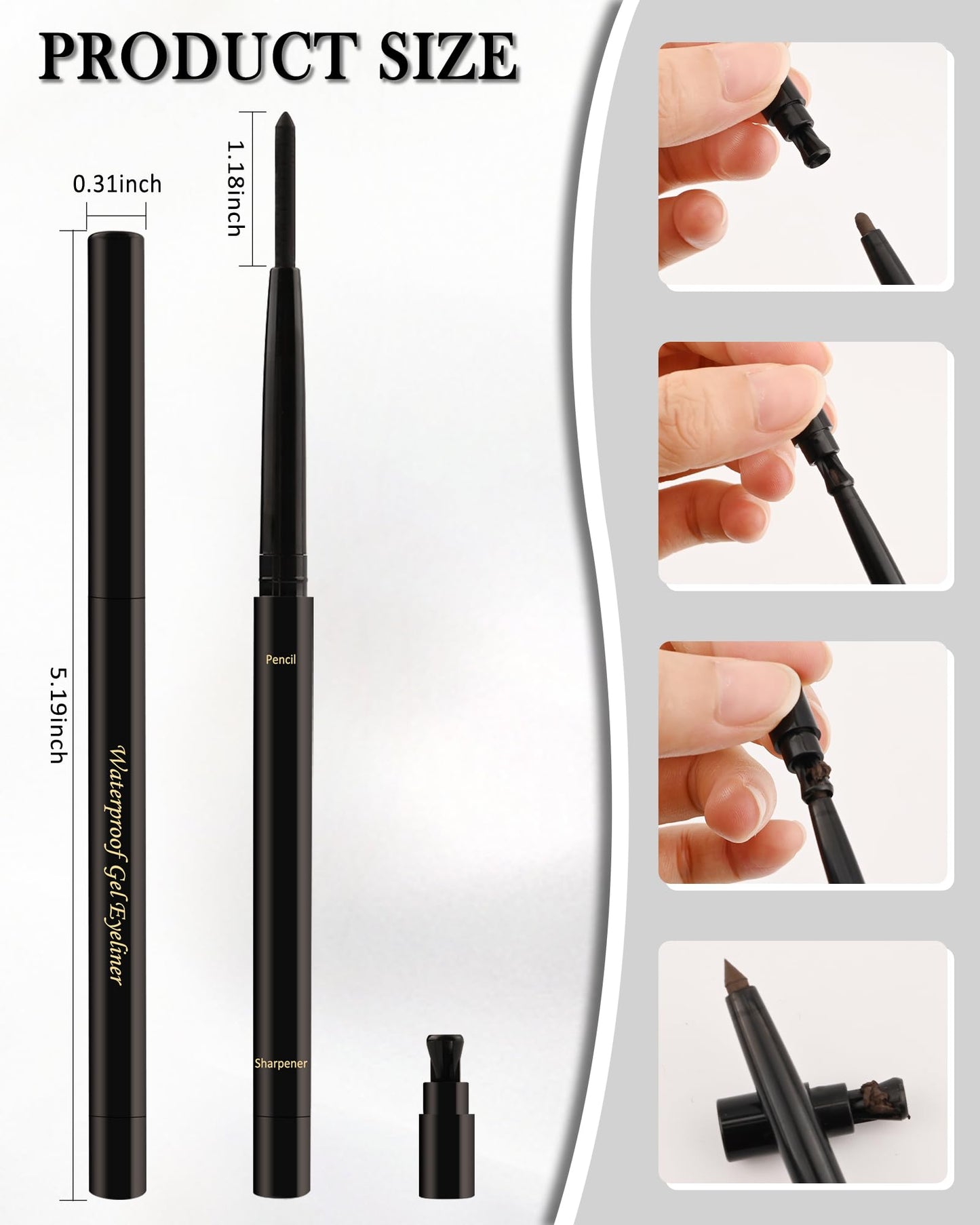 Lestpola Black+Brown Gel Eyeliner for Older Women, Waterproof Smudge-Proof Retractable Eye Liner Pencil, Long Wear 24H, Matte Smooth Eyeliner Waterline with Sharpener for Mature Women Sensitive Eyes-2Pcs