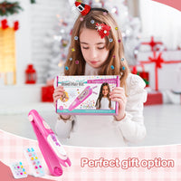 JoyJoyful Gifts 5 6 7 8 9 10 Year Old Girls, Hair Gem Stamper Kit Toys for Girls Age 6-12, Kids Hair Accessories Birthday Presents, DIY Hair Styling Tool with Reusable Shining Diamonds