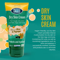 Dermatonics Natural Care Dry Skin Cream | Enriched with 10% Urea, Olive & Papaya Extracts | Suitable for Diabetics | Long lasting Hydration & Gentle Scent | Vegan Friendly | 200 ml