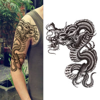ULTNICE Large Large Temporary Arm Tattoo Stickers Waterproof Dragon Sleeve Transfers for Men Women Scar Cover Body Art 21X15cm