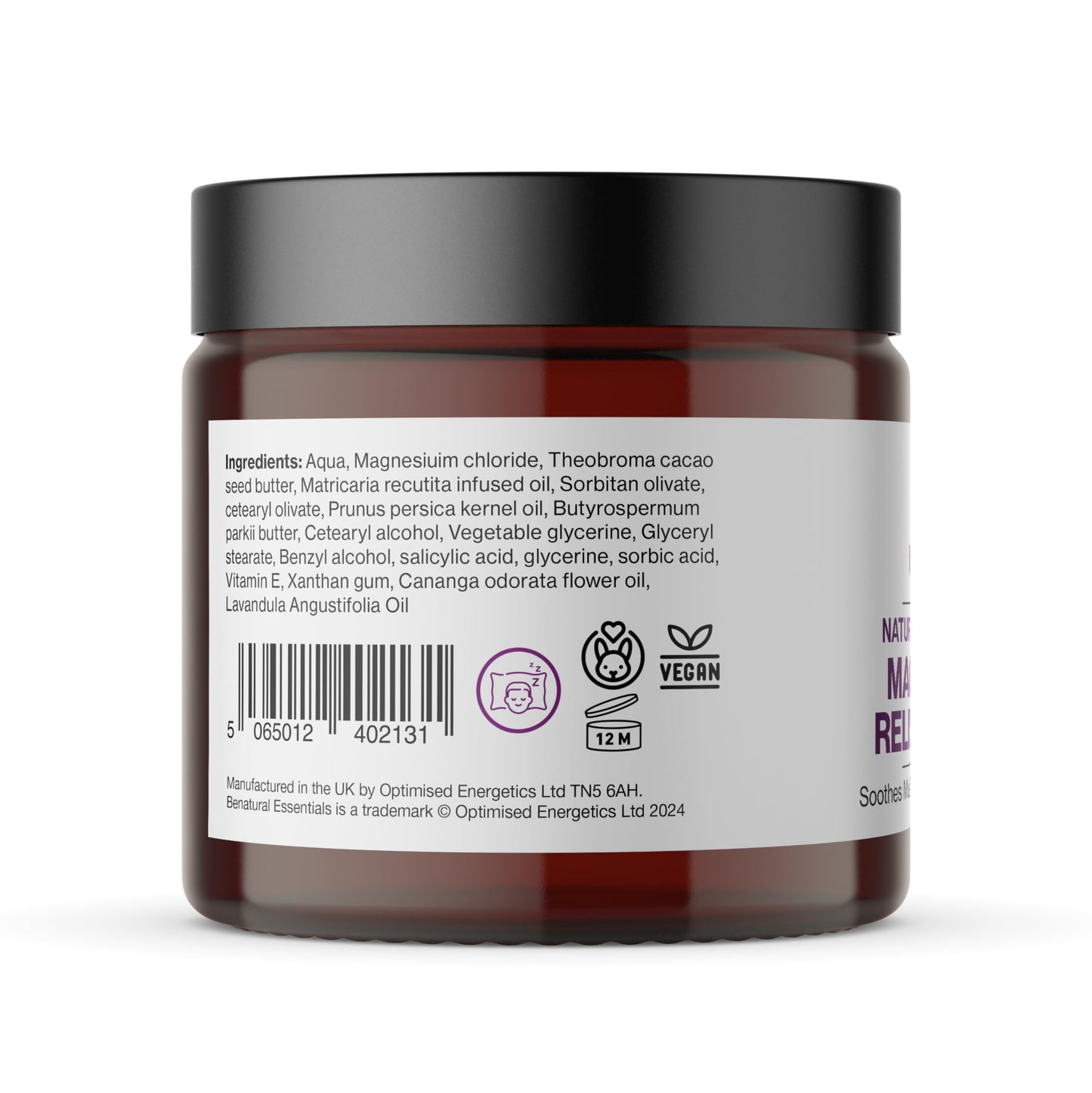 Benatural Essentials All Natural Magnesium Relief Cream 100g | Soothes Muscles & Improves Sleep | Made in The UK | pH Balanced