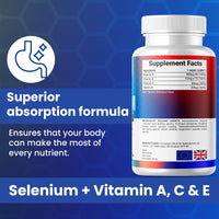 SigmaBiotics Selenium with Vitamins A, C & E - Promotes Healthy Hair, Skin & Nails - Supports The Immune System - Superior Absorption Formula - Vegan and Gluten Free - 60 Tablets