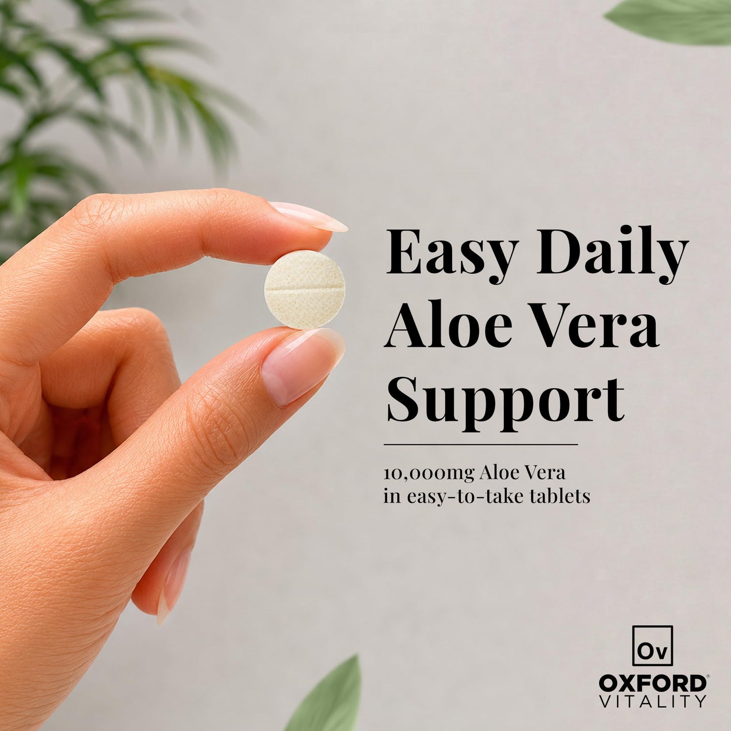 Ov OXFORD VITALITY Oxford Vitality Aloe Vera 10000mg Tablets | High Strength Extract with 3.75mg Aloverose | Vegan Supplement for Digestive and General Wellbeing Support | Pack of 120
