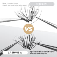 LASHVIEW Cluster Lashes,DIY Eyelash Extension 3D Extended Natural Look Reusable Glue Bonded Black Super Thin Band 24 Lash Clusters(0.07 12mm Black Band-CRISS CROSS)