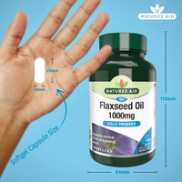 Natures Aid Flaxseed Oil 1000mg – High Strength Omega-3 Softgels – Supports Heart & Brain Function – Vegan, Non-GMO, Gluten-Free – Cold Pressed Essential Fatty Acids – 90 Capsules