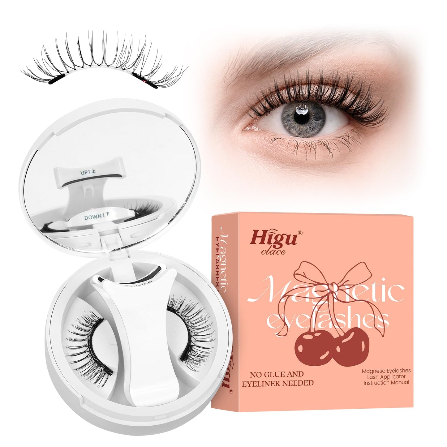 Magnetic Lashes with Applicator, Higu clace Reusable Magnetic Eyelashes No Glue or Eyeliner Need, Waterproof Magnetic Eyelashes Easy to Wear and Remove, Natural Lashes Suitable for Party(STYLE-G)