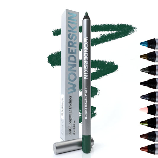 Wonderskin 1440 Longwear Green Eyeliner Pencil - Waterproof, Sharpenable Eyeliner Pencil and Smudge Proof Green Eye Liner Pencils (Pine)
