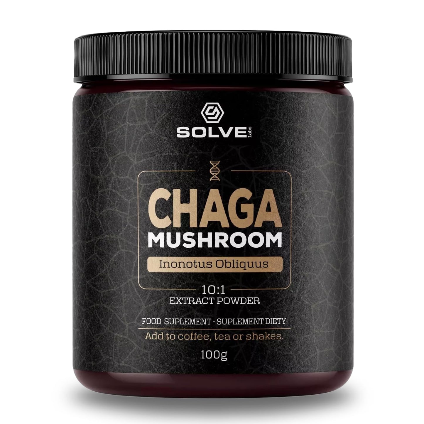 Solve Labs SOLVE Labs® ● Premium Siberian Chaga Extract Powder ● 10% Beta-D-Glucans ● 10:1 Extract ● Zero Fillers & Additives ● 100g ● 3 Months Supply