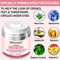 SEFUSON Eye Gel, Best Eye Cream for Appearance of Dark Circles, Puffiness, Wrinkles and Bags. Super Eye Cream Moisturizer Serum