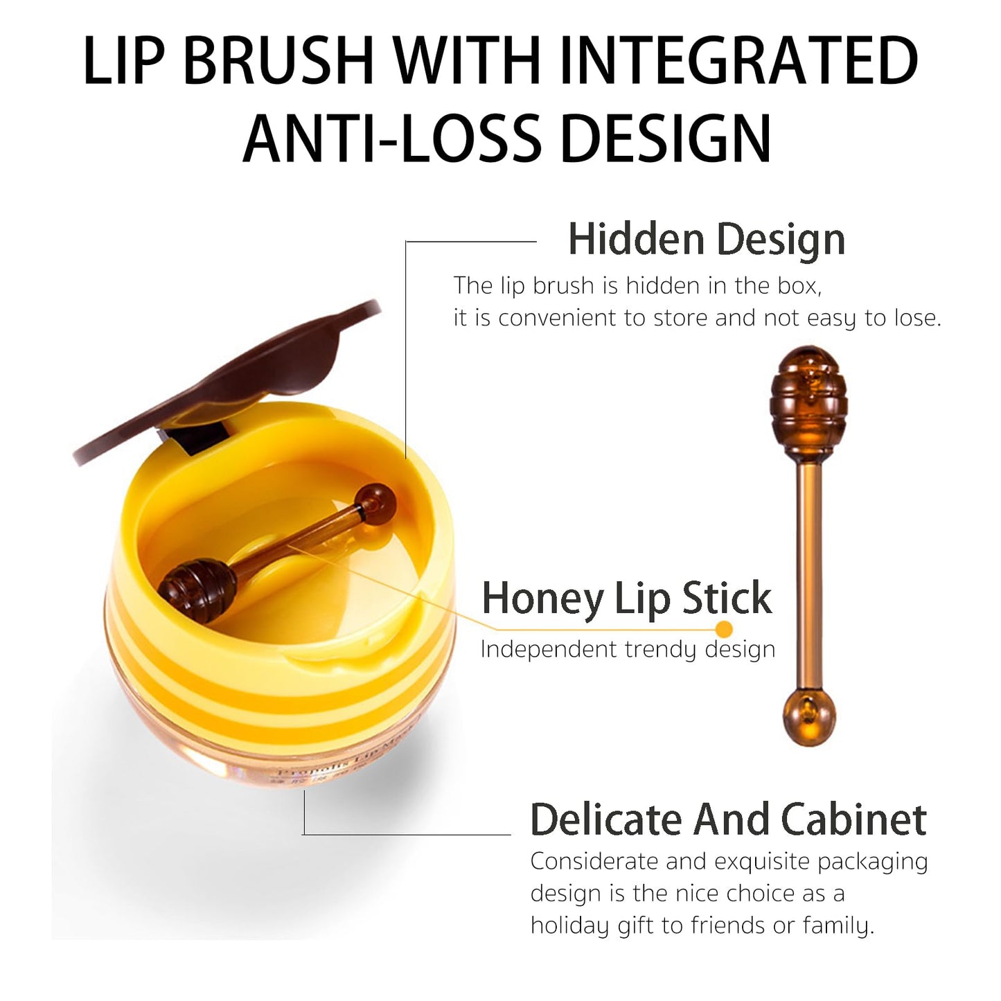 QUIWEN Honeybalm Lip Balm, Lip Mask Lip Sleeping Mask, 2 Pcs Honey+Strawberry Bee Balm, Moisturizing Skincare lip Mask for Day&Night Lip Care,Repair,Prevent Dry Crack,Lip Line Reducing