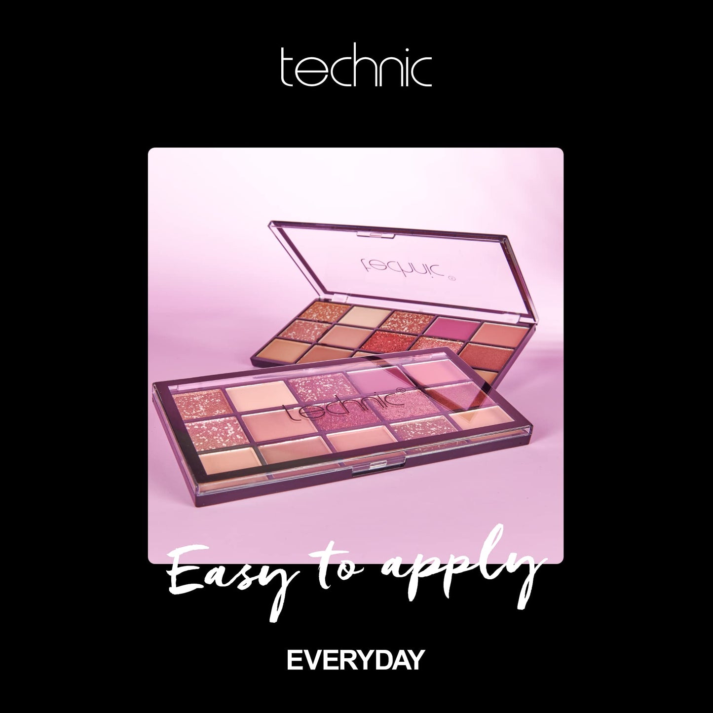 Technic Invite Only Eyeshadow Palette - 15 Blendable Shades with Highly Pigmented Glitters, Shimmers & Mattes for Day or Night Looks. A Mixture of Pinks, Berries and Neutrals. 22.5g