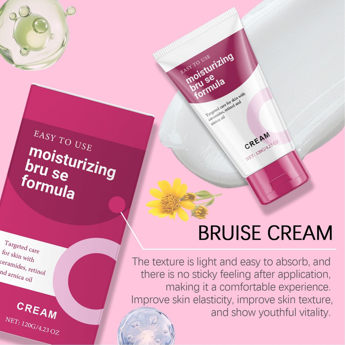 Ruojiar 120g Moisturizing Bru/ise Cream,Dark Spot Corrector for Brui/sing,Skin Repair Cream,Arnica Cream for Brui/sing & Swelling,Moisturizing Bru/ise Formula Cre/am,Restore & Rejuvenate,Skin Relief & Repair