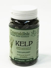 Emerald Isle Organic Irish Seaweed Kelp Seaweed Tablets 500 mg 90 Capsules Certified Organic Harvested in North Atlantic Coast of Ireland