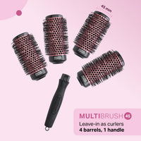 Olivia Garden Multibrush Curlers Kit - Size 45-4 Barrels of the Same Size & 1 Handle - Leave-In Barrels perfect for Curls and Volume