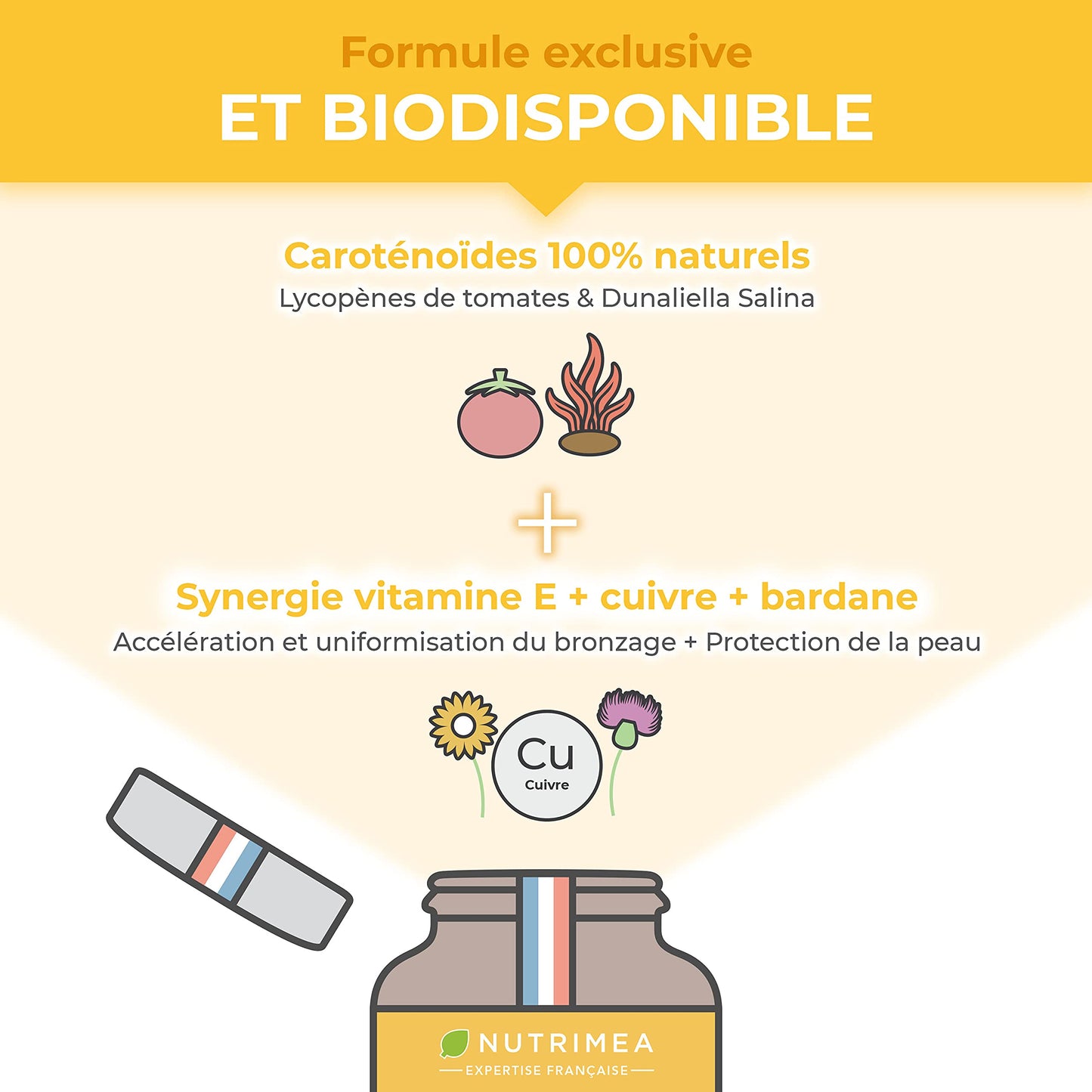 Laboratoires Nutrimea Perfect Skin Capsules - Beta Carotene, Lycopene, Copper and Vitamin E Formula - 60 Vegan Capsules - Gluten Free & GMO-Free - French Expertise - Nutrimea