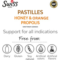 Swiss Bork SWISS BORK Orange & Vitamin C Pastilles — Highly Effective to Provide Sore Throat Relief — Ideal Pastille to Get Rid of Throat Inflammation, Dry and Phlegmy Cough (16 PCS)