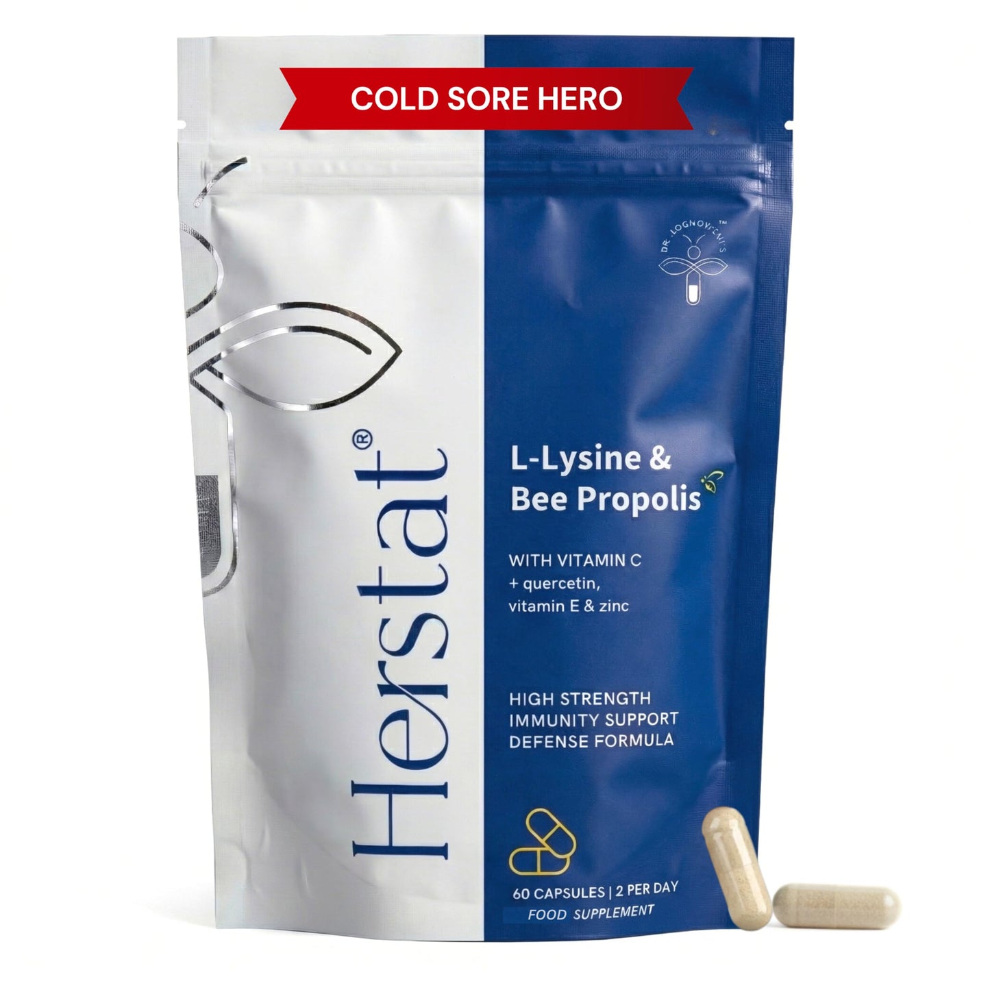 Herstat L-Lysine & Propolis | Advanced Lip Health & Immune Support | High Strength Formula with Quercetin, Vitamin C, Vitamin E & Zinc