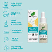 Dr. Organic Dr Organic - Skin Clear AHA Peel with Fruit Acids - Women's & Men's Skincare - Oil & Blemish Control, Pore Reducing & Clearer Skin - Vegan, Cruelty, Paraben & SLS Free - 30ml - 1 Pack