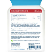 Health4All Kids Vitamin B12 180 Chewable Tablets, 6 Months Supply, for Children 3+