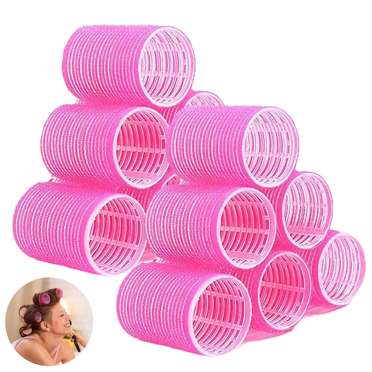 WQEDVN 12 Pieces Rollers for Hair Volume, Hair Curlers Rollers, Hair Rollers for Short Hair, Hair Rollers for Long Hair, Hair Rollers Set, For Curling and Styling Hair Self Holding DIY Roller (44mm)