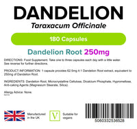 Lindens Dandelion 250mg - 180 Capsules (3 x 60 Packs) - Taraxacum Officinale - High Strength Root Extract - Traditional Herbal Supplement - Letterbox Friendly