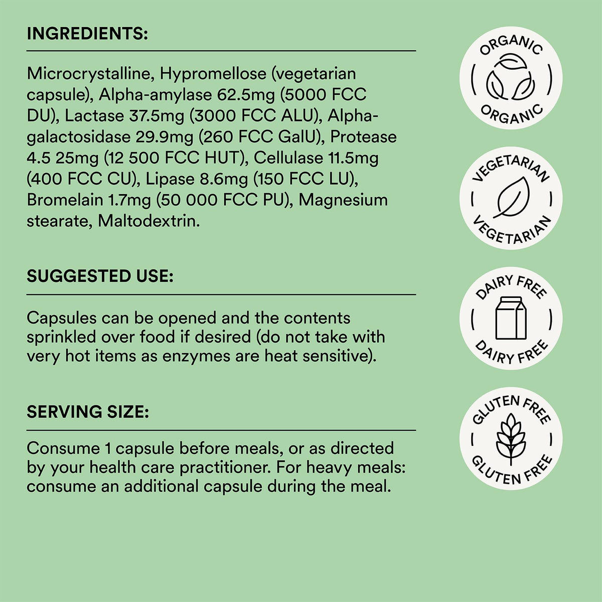 Udo's Choice Digestive Enzymes Supplement – UDO’s Choice Enzyme Blend – 7 Plant-Based Enzymes for Protein, Carb & Fat Digestion – Supports Nutrient Absorption – Gluten & Dairy Free – 60 Vegecaps – One a Day