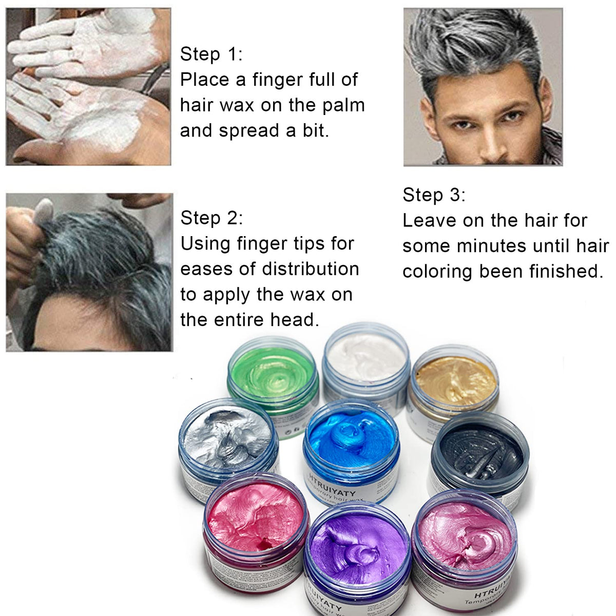 HTRUIYATY White Hair Color Wax Temporary Modeling Natural Color Hair Dye Wax Unisex One-time Hairstyle Cream Styling Wax for Party Cosplay Halloween Masquerade