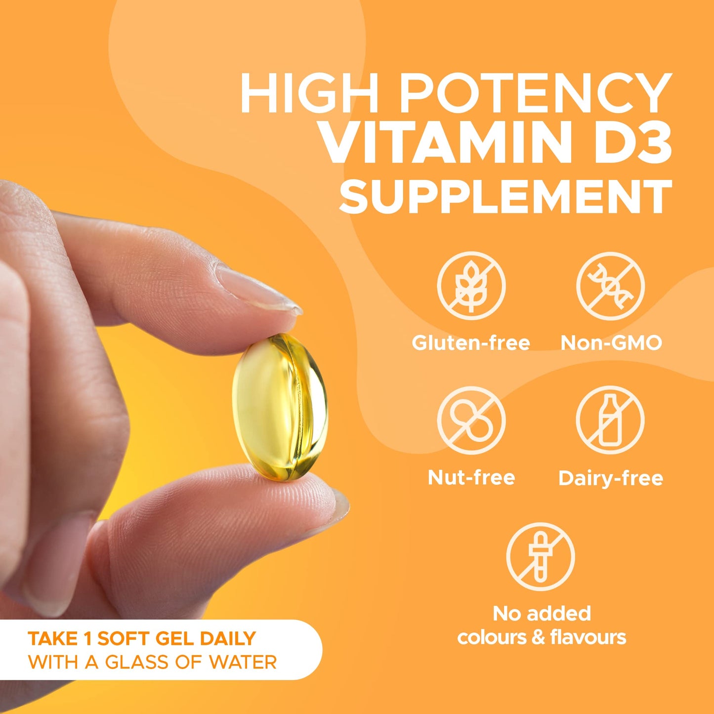 Northumbria Health Vitamin D3 Softgel Capsules, High-Strength D3 Vitamins for Immune Support and Calcium Absorption, Easy to Swallow Vitamin D Softgel Capsules, No Additives or GMO, 365 Capsules