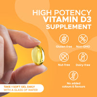 Northumbria Health Vitamin D3 Softgel Capsules, High-Strength D3 Vitamins for Immune Support and Calcium Absorption, Easy to Swallow Vitamin D Softgel Capsules, No Additives or GMO, 365 Capsules