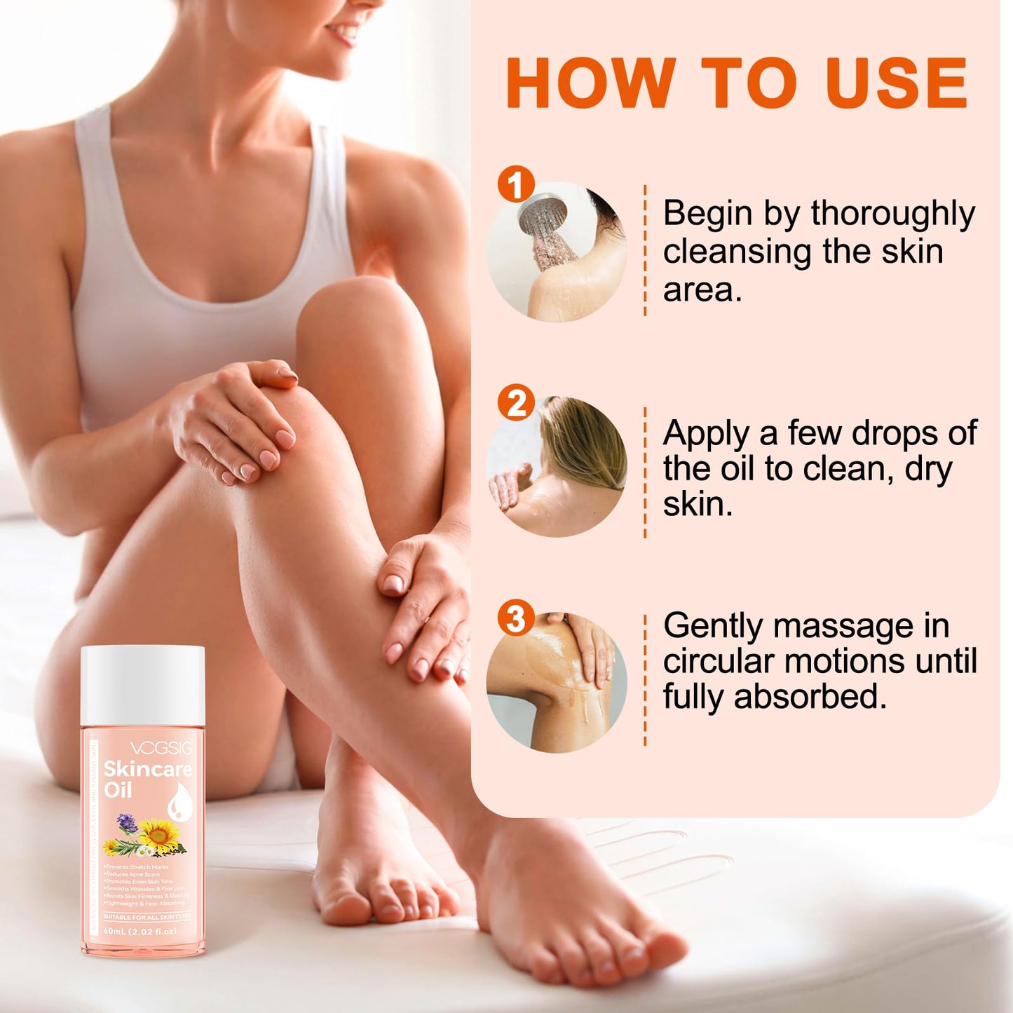 Tamiodfo Skincare Body Oil, Serum for Scars and Stretchmarks, Face Moisturizer Dry Skin, Non-Greasy, Dermatologist Recommended, Non-Comedogenic, For All Skin Types, with Vitamin A, E