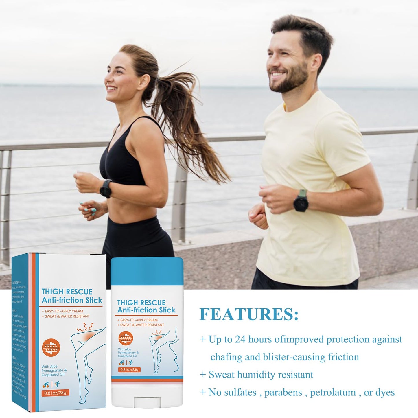 Nadiaen 2PCS Anti Chafe Balm,Anti-Chafe Stick,Anti Chafing Cream Chafing Cream Chub Rub Stick Thigh Friction and Skin Protection Rescue Cream Anti Chafe Waterproof Slip-On Anti-Chafing Stick