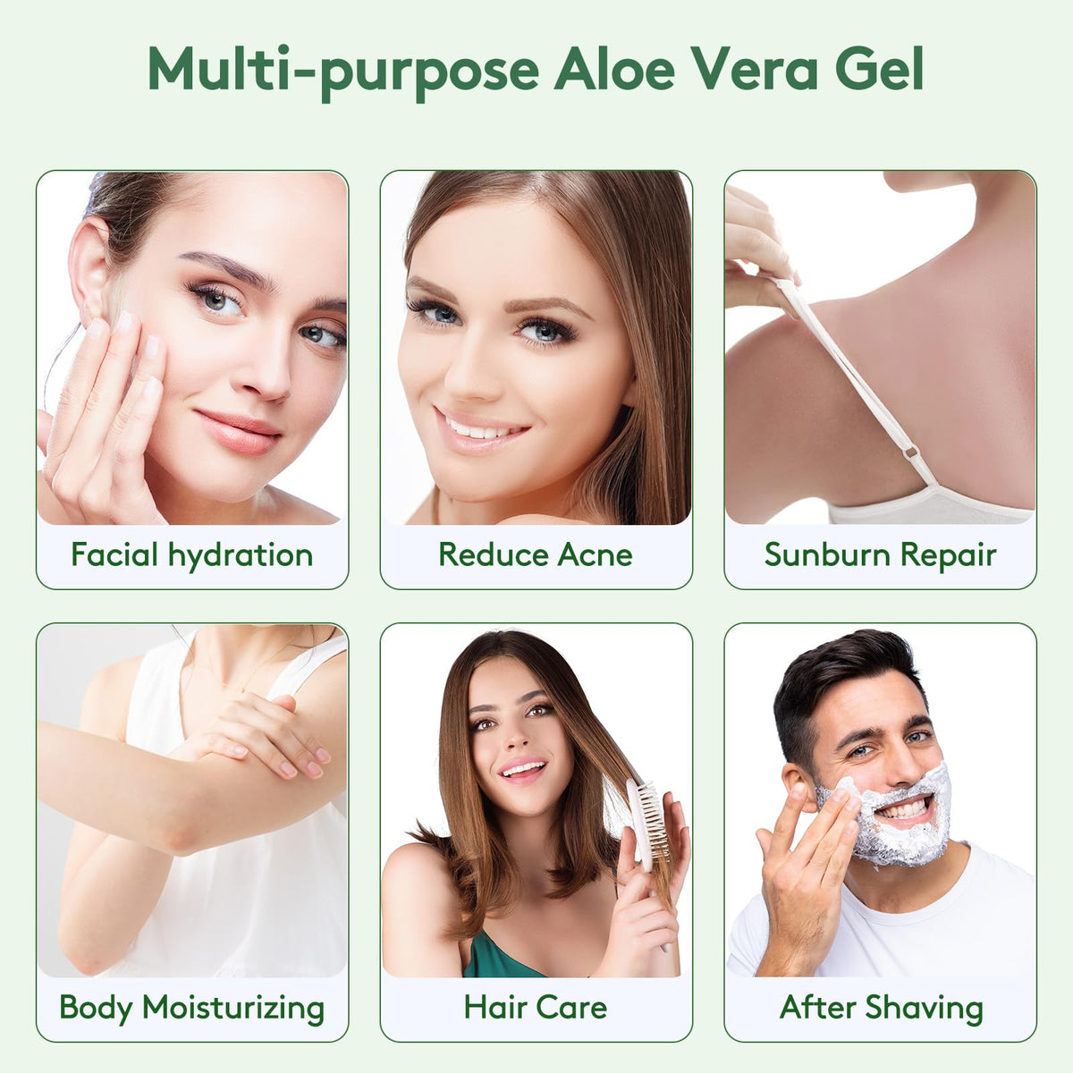 ASYBO 300 ml Aloe Vera Gel, 100% Natural Pure Aloe Vera Hydrating Facial Moisturizer, After Sun Care, Reduce Acne, Repair Scars, Suitable for All Skin Types