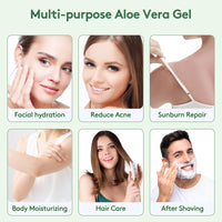 ASYBO 300 ml Aloe Vera Gel, 100% Natural Pure Aloe Vera Hydrating Facial Moisturizer, After Sun Care, Reduce Acne, Repair Scars, Suitable for All Skin Types