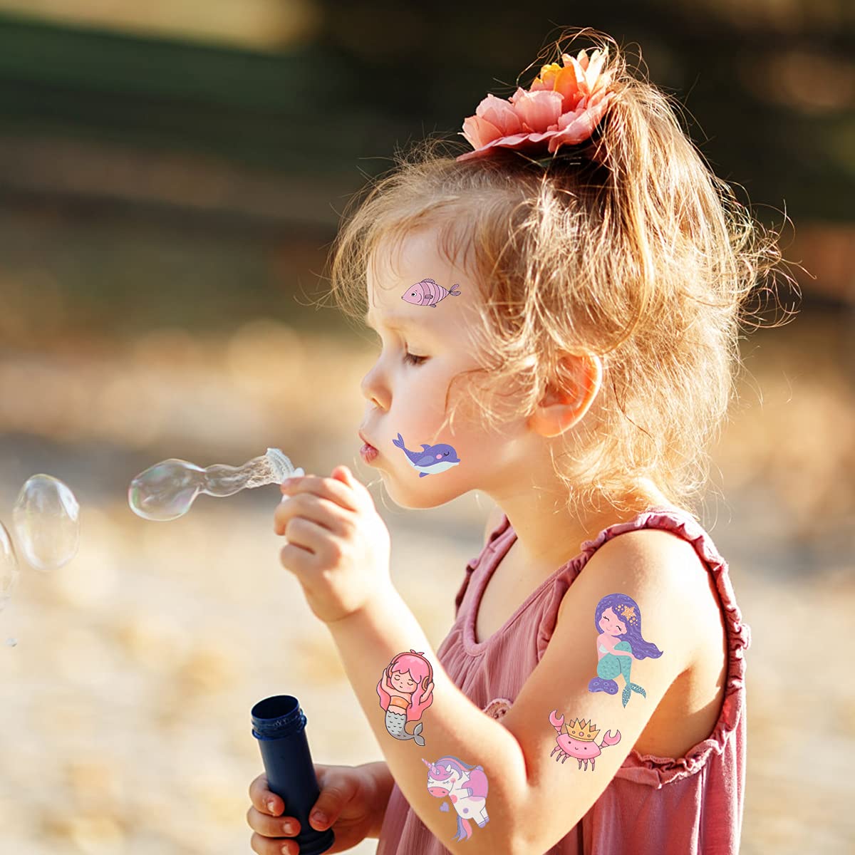 ACWOO Unicorn Temporary Tattoos, 30 Sheets Unicorn Mermaid Temporary Tattoo Stickers for Kids, 350+ Patterns Waterproof Removable, Birthday Party Bag Filler