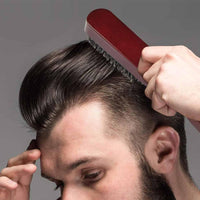 Generic Slick Back Boar Bristle Brush, Reddish-brown Round Hair & Beard Smoothing Tool for Afro Wet Curly Damaged, Gentle Grooming Brush Reducing Breakage