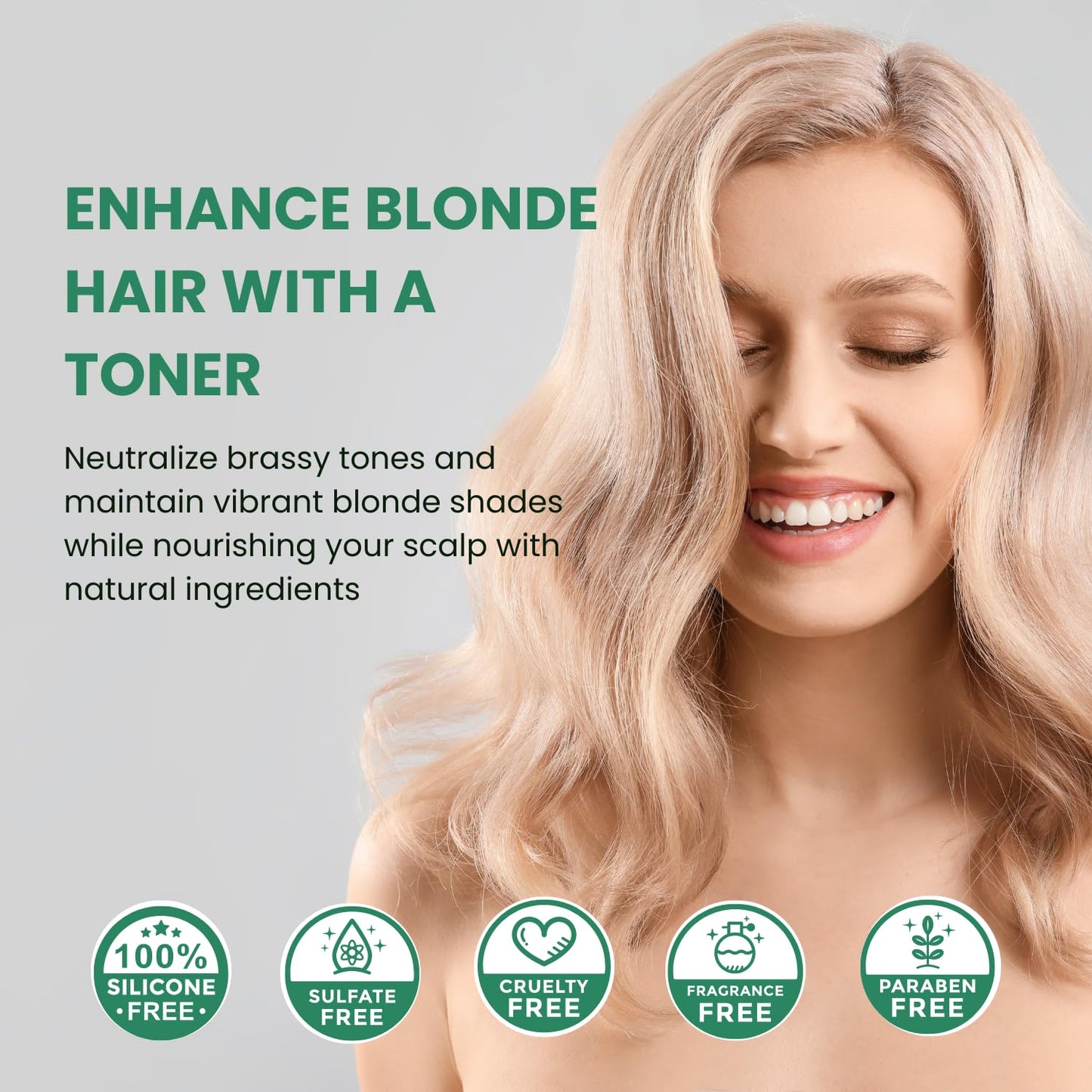 Puradoro Grey Hair Control & Healthy Roots Shampoo – Grey Attack & Blonde Hair Toner, Biotin, Caffeine & Indigofera, Herbal Essence Infused with Essential Oils, For Men & Women