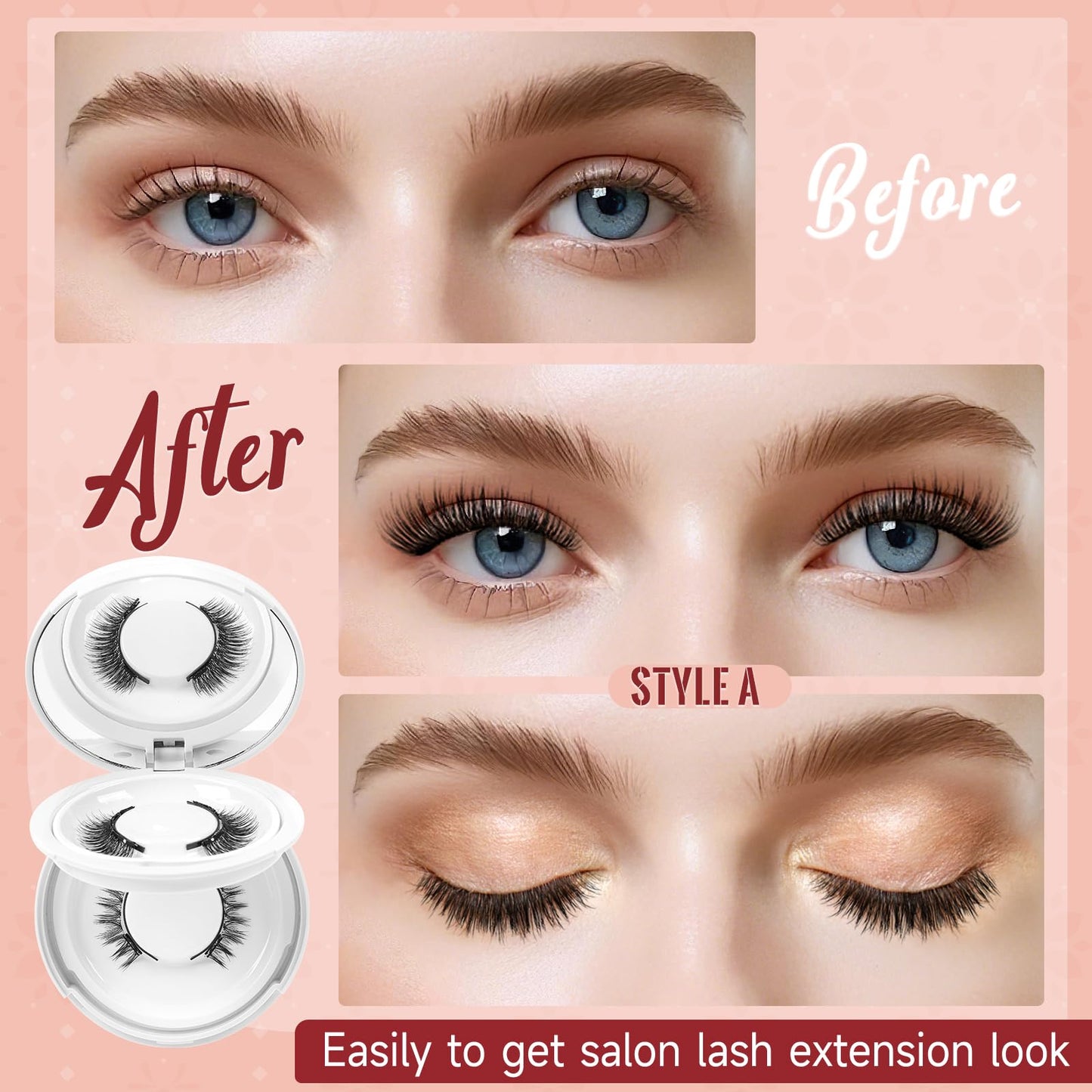 Higu clace Magnetic Eyelash Kit with Applicator, Reusable Magnetic Lashes Set with Clamp, Waterproof No Glue Needed Lashes Easy to Use (Style AN)