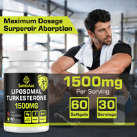 SanteAus Liposomal Turkesterone Capsules 1500mg Supplement, Max Strength Ajuga Turkestanica Extract, Standardized to 20% Turkesterone, Optimal Absorption, Muscle Growth & Recovery, Gluten Free, Fillers Free